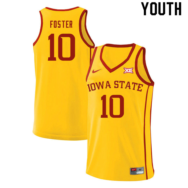 Youth #10 Xavier Foster Iowa State Cyclones College Basketball Jerseys Sale-Yellow